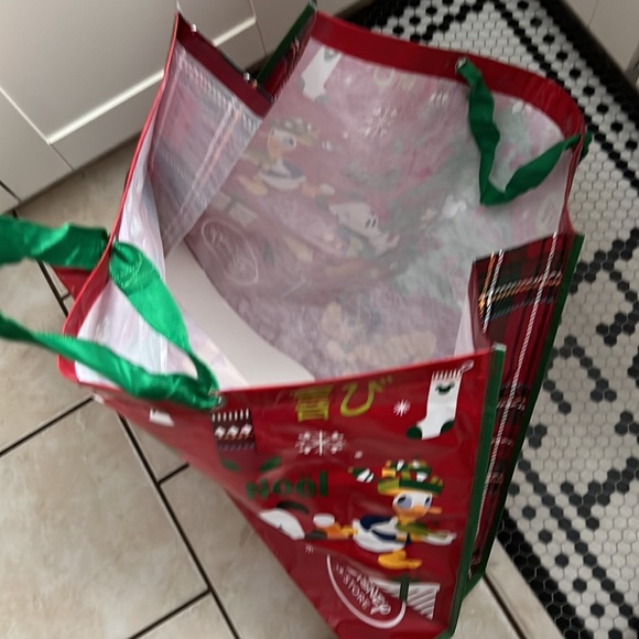 Giant Disney Store Christmas Holiday Tote Bag + 2 Ross Santa Totes Mickey Minnie - Picture 7 of 12